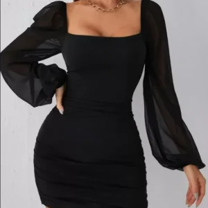 Contrast Mesh Bodycon black  Dress