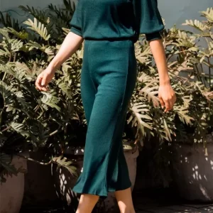 Set Of 2: Bottle Green Culottes Co Ord Set