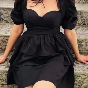 Black Bustier Tier Dress