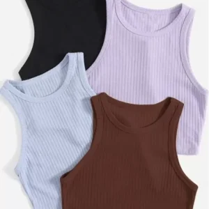 Set of 4- Rib classic tank tops
