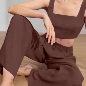 Set of 2 - cinnamon Crop Top With Flared Pants
