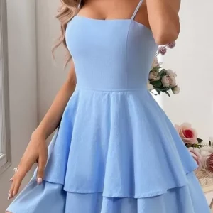 Biscay Blue Ruffled Layered Summer Dress