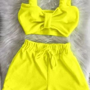 Set of 2-Cute Rib Top With Shorts