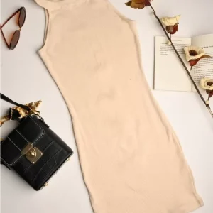 Cuban Sand Halter Neck Rib Dress