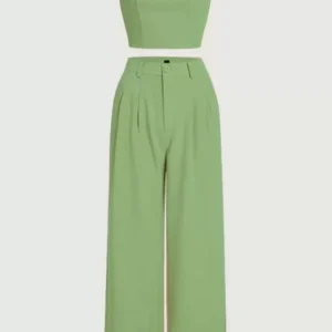 Set of 2 - Green Crop Top with pants