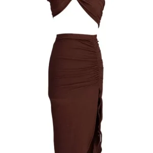 Cut Out Style Top With Skirt Matching Set