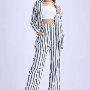 Striped Blazer With Trouser - Set Of 2
