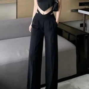 Set of 2 - Tube Top With Waist Cut Out Pants