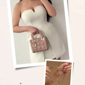 Combo of 2 - White Bodycon Dress With Chain Necklace
