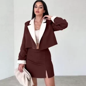 Set Of 2 - Skirt with crop Blazer