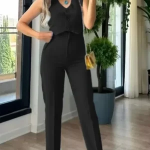 Black Casual Waist Coat With Fitting Pant