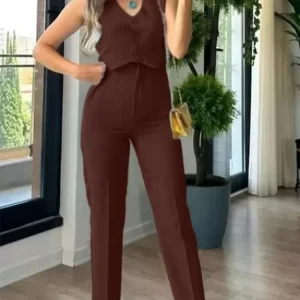Brown Casual Waist Coat With Fitting Pant