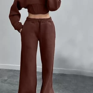 Set of -2 Full Sleeve Crop Top With High Waist Trouser