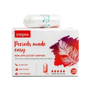 Sirona Period Made Easy Tampons - 20 Piece | For Super Heavy Flow | Biodegradable Tampons | FDA Approved