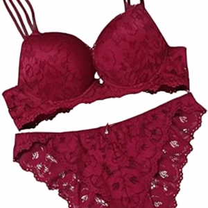 Designer Women's Bra and Panty Set Lace Push Up Solid Lingerie Set