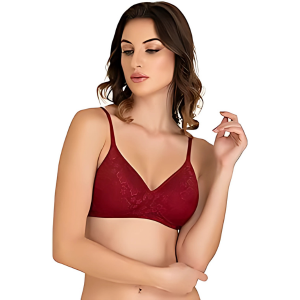Women's Lace Lightly Padded Wire Free Full Coverage Bra
